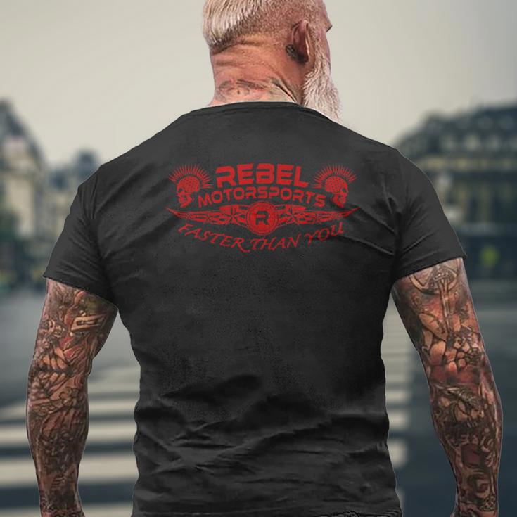 Rebel Motorsportsのスターがあなたより速く打たれた。 メンズTシャツ バックプリント 高齢者への贈り物