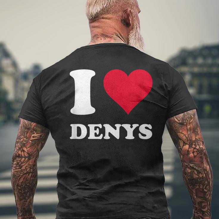 Red Heart I Love Denys メンズTシャツ バックプリント 高齢者への贈り物