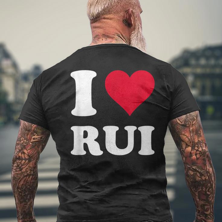 Red Heart I Love Rui メンズTシャツ バックプリント 高齢者への贈り物