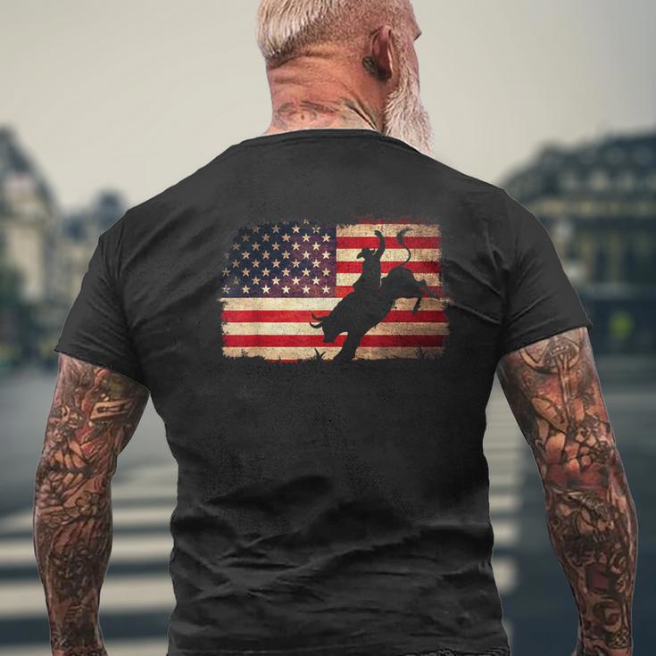 Rodeo Cowboy Bull Rider 4Th Of July Patriotic Usa Flag Men's T-shirt Back Print Gifts for Old Men