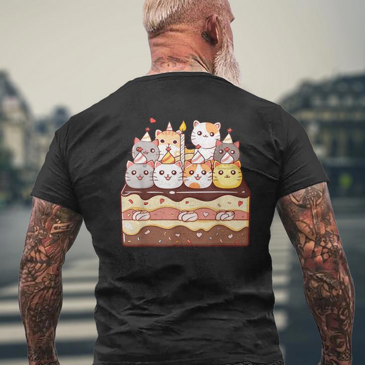 Sweet Icing Party 子猫好き 誕生日ケーキ かわいい猫 メンズTシャツ バックプリント 高齢者への贈り物