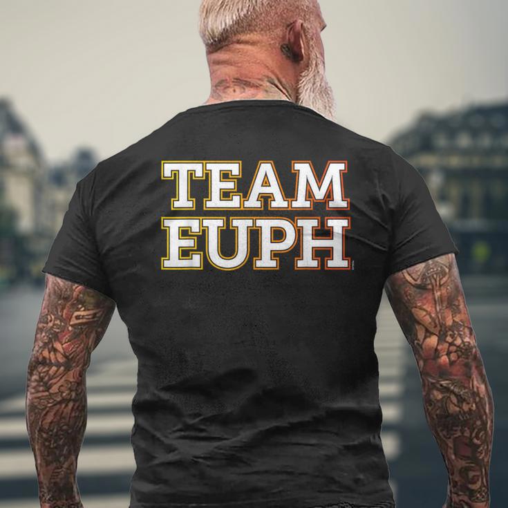 Team Euph Team Euphonium 吹奏楽部「チームユーフ」 おかしなユーフォニアム メンズTシャツ バックプリント 高齢者への贈り物