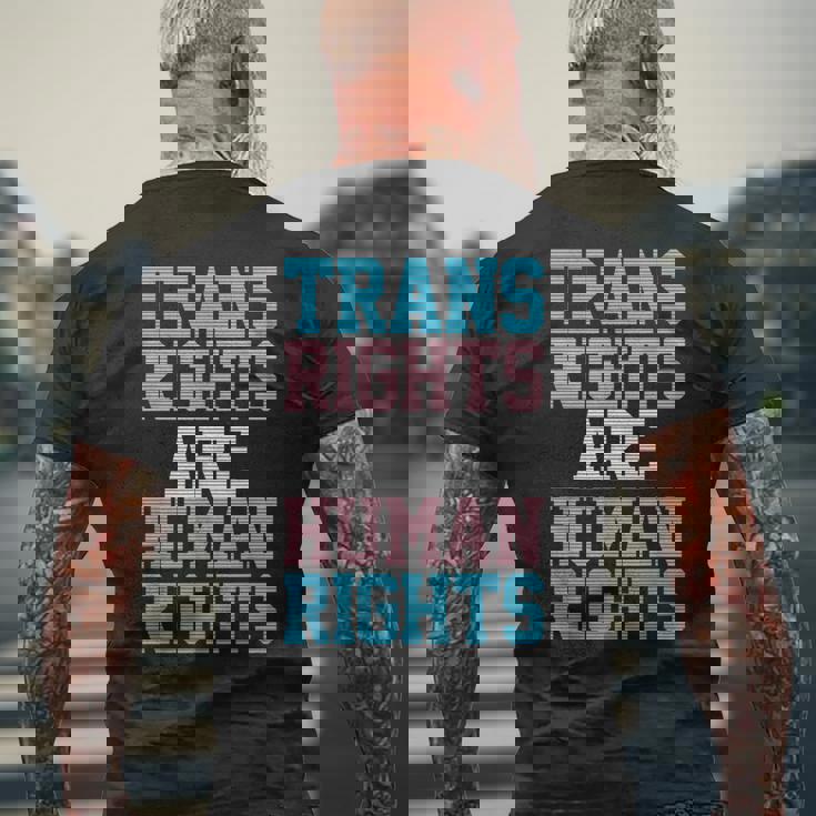 Trans Rights Are Human Rights Lgbtq トランスジェンダー フラッグ プライド メンズTシャツ バックプリント 高齢者への贈り物
