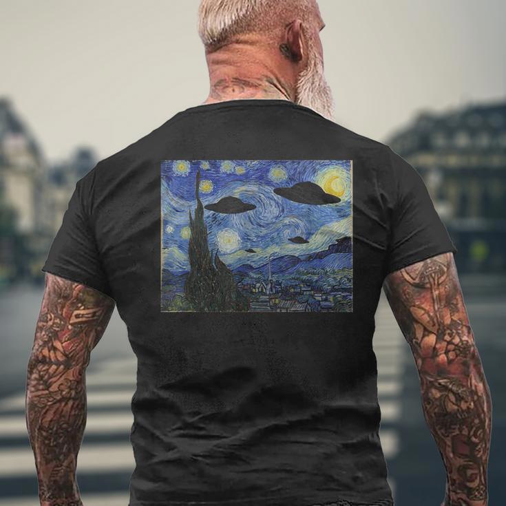 Ufo エイリアン アブダクション 星月夜 ヴァン・ゴッホ 絵画 メンズTシャツ バックプリント 高齢者への贈り物
