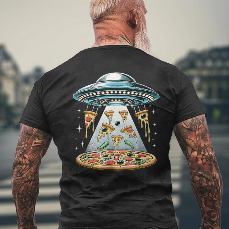 Ufo エイリアン 食べるピザ誘拐 面白い食べ物愛好家 メンズTシャツ バックプリント 高齢者への贈り物