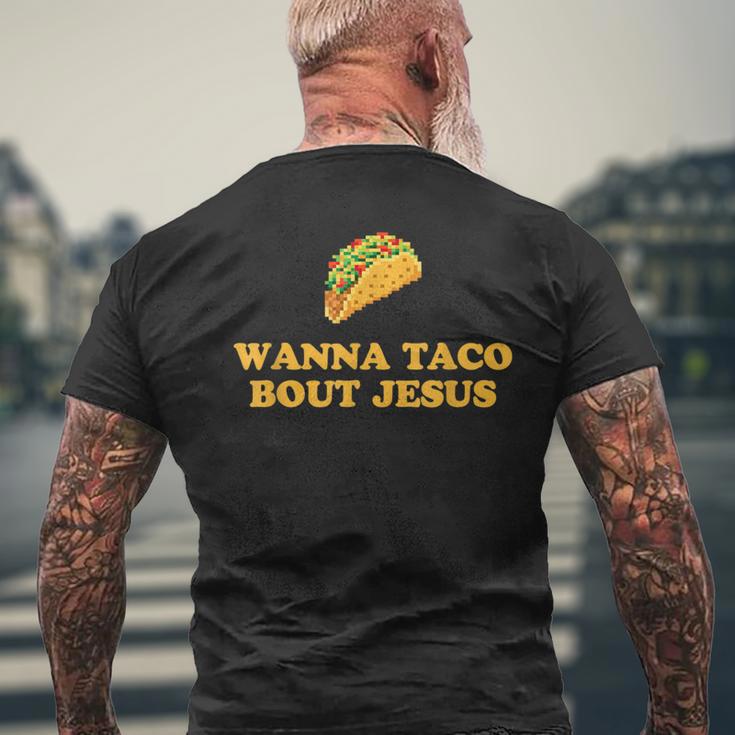 Wanna Taco Bout Jesus メンズTシャツ バックプリント 高齢者への贈り物