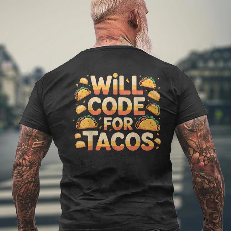 Will Code For Tacos プログラマーコーダー メンズTシャツ バックプリント 高齢者への贈り物
