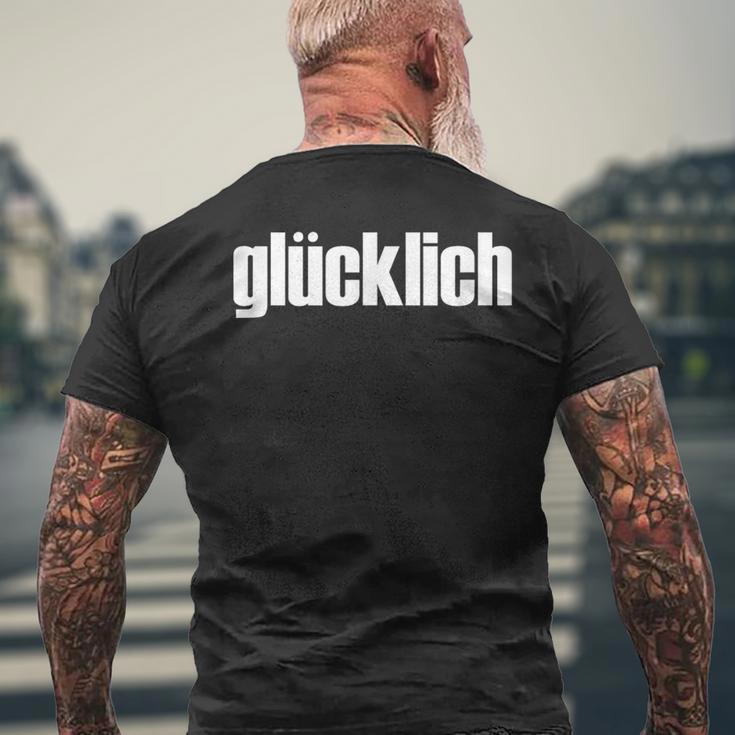 「Glücklich」・ハッピー・ドイツ語デザイン メンズTシャツ バックプリント 高齢者への贈り物