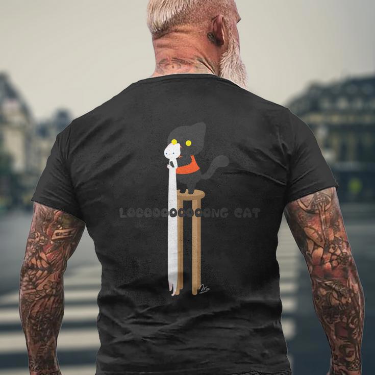 【長い猫】 ロングキャット メンズ レディース キッズ ねこ イラスト メンズTシャツ バックプリント 高齢者への贈り物