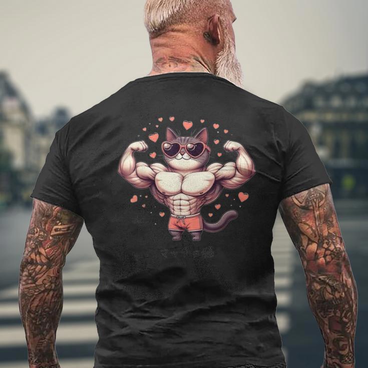【面白tシャツ】マッチョ猫 面白い おもしろ 服 ネタ メンズTシャツ バックプリント 高齢者への贈り物