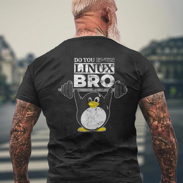 あなたもlinuxのbro Linuxのペンギンは、重量を持ち上げるか メンズTシャツ バックプリント 高齢者への贈り物