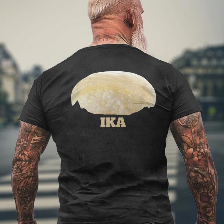 いか 面白ネタ すしネタ Ika 烏賊 メンズTシャツ バックプリント 高齢者への贈り物