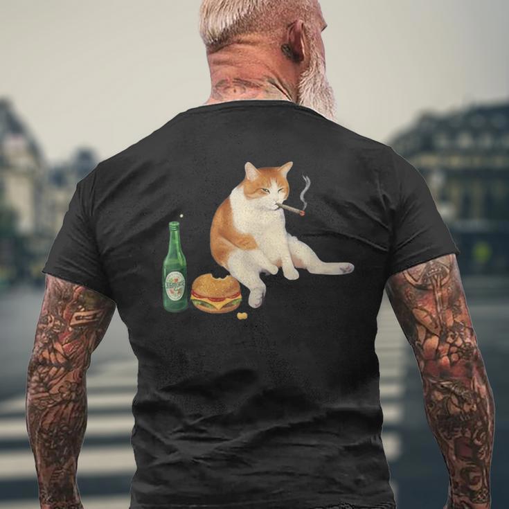 おもしろ猫 喫煙 ジョイント ビール タバコ キティ Gen Z ミーム メンズTシャツ バックプリント 高齢者への贈り物