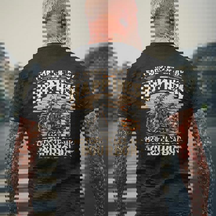 お金で幸せが買えないならバーボンとバイクを解説 メンズTシャツ バックプリント 高齢者への贈り物