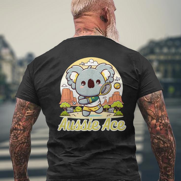 かわいい テニス コアラ 可愛い アスレチック 夏 テニス キャンプ メンズTシャツ バックプリント 高齢者への贈り物
