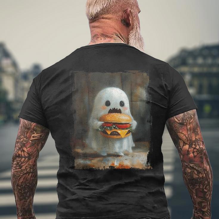 かわいい ハンバーガー おばけ 食べる ハンバーガー ハロウィン 食べ物 恋人 メンズTシャツ バックプリント 高齢者への贈り物