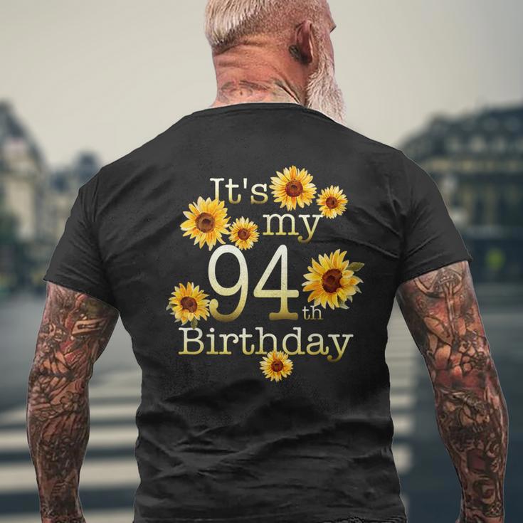 かわいいひまわり 94歳の誕生日 94歳の誕生日 メンズTシャツ バックプリント 高齢者への贈り物