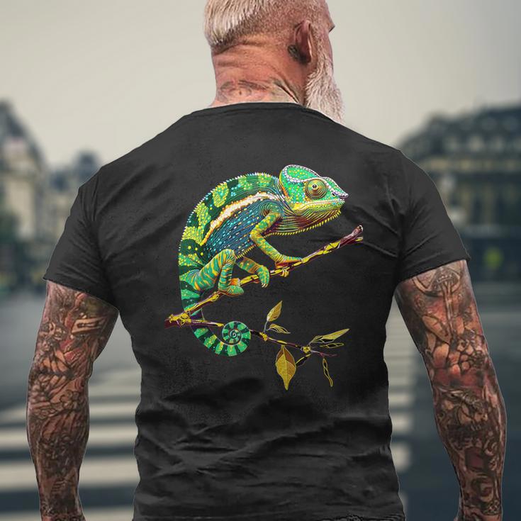 かわいいカラフルなカメレオントカゲ動物愛好家のアート メンズTシャツ バックプリント 高齢者への贈り物