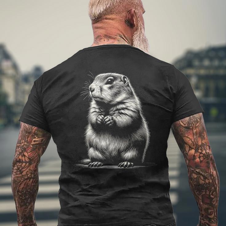 かわいいプレーリードッグのグラフィック アート デザイン メンズTシャツ バックプリント 高齢者への贈り物