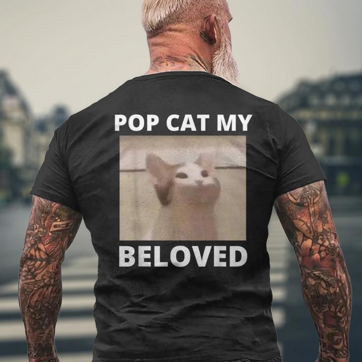 かわいいポップキャットミーム ポップキャット 面白い猫のミーム メンズTシャツ バックプリント 高齢者への贈り物