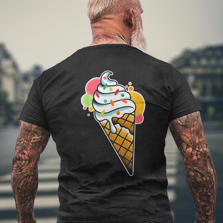 アイスクリームコーン×スプリンクルワッフルコーン メンズTシャツ バックプリント 高齢者への贈り物