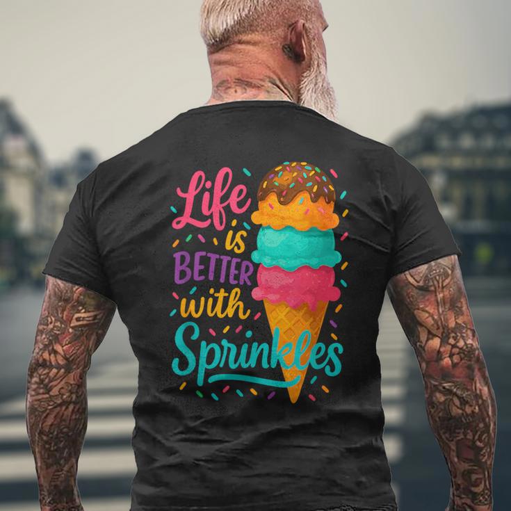 アイスクリームスクープ ジェラート好き フローズンヨーグルト アイスクリーム メンズTシャツ バックプリント 高齢者への贈り物