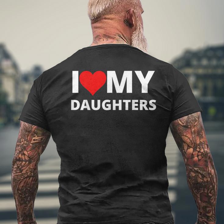 アイ・ラブ・マイ・娘たち、ウィズ・ア・レッド・ハート メンズTシャツ バックプリント 高齢者への贈り物