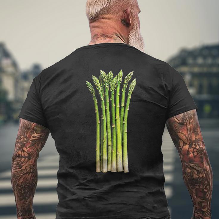 アスパラガス 野菜 グラフィックアート アスパラガス メンズTシャツ バックプリント 高齢者への贈り物