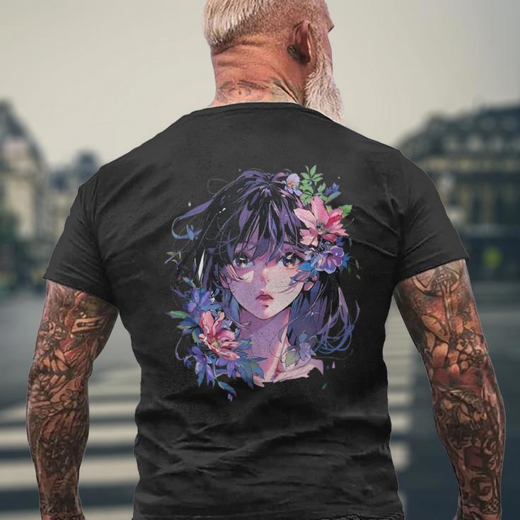 アニメ 漫画 美少女 メンズTシャツ バックプリント 高齢者への贈り物
