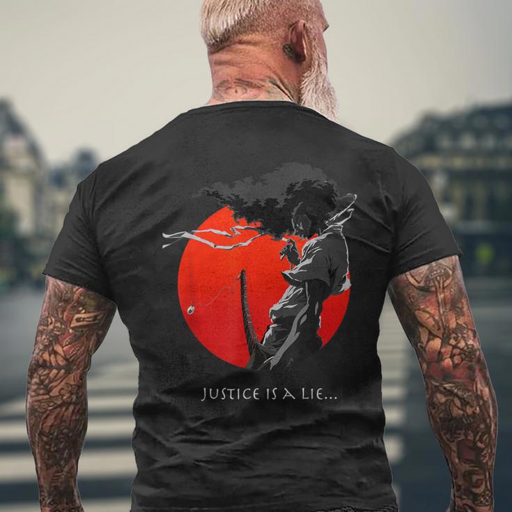 アフロサムライ アニメ 日本武士道戦士 ストリートウェア メンズTシャツ バックプリント 高齢者への贈り物