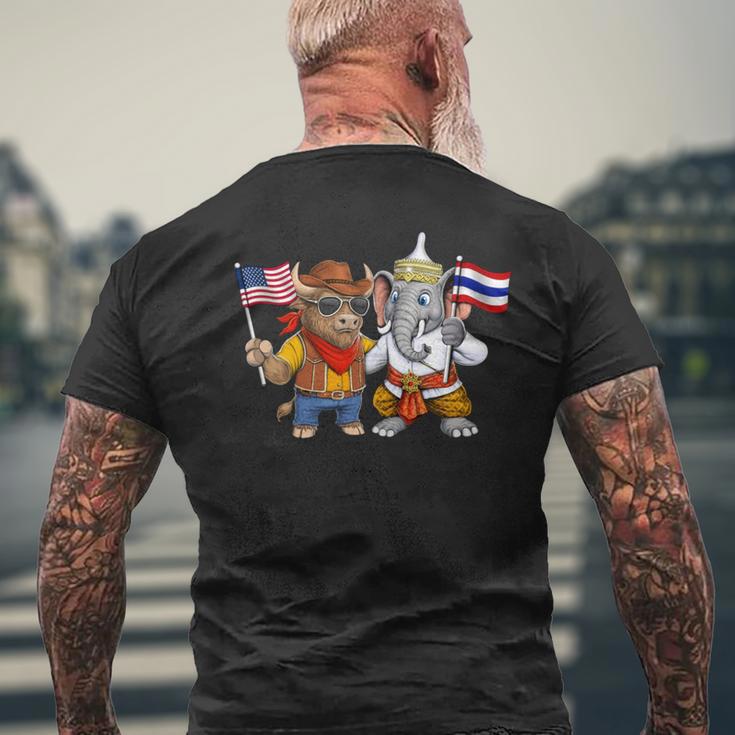 アメリカ・タイ国旗 誇り高いタイ系アメリカ人のルーツ タイ系アメリカ人の遺産 長袖tシャツ メンズTシャツ バックプリント 高齢者への贈り物