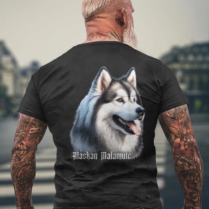 アラスカン・マラミュート犬 メンズTシャツ バックプリント 高齢者への贈り物