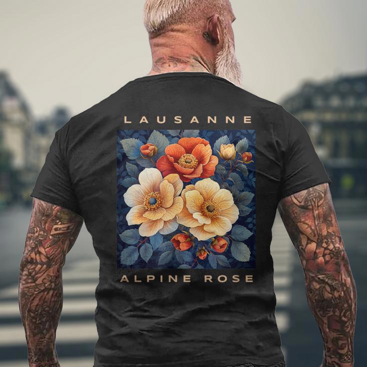 アルパインローズフラワー ローザンヌ メンズTシャツ バックプリント 高齢者への贈り物