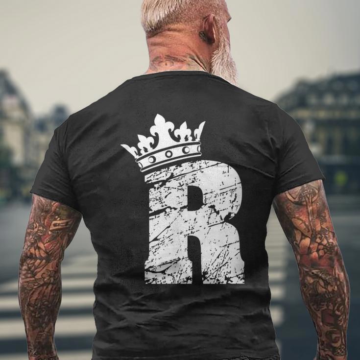 アルファベットtシャツ イニシャル文字 R & キング クイーン クラウン メンズTシャツ バックプリント 高齢者への贈り物