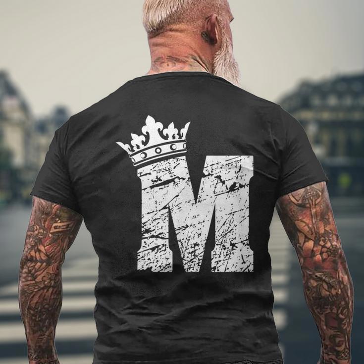 アルファベットtシャツ イニシャル文字mとキングクイーンクラウンtシャツ メンズTシャツ バックプリント 高齢者への贈り物