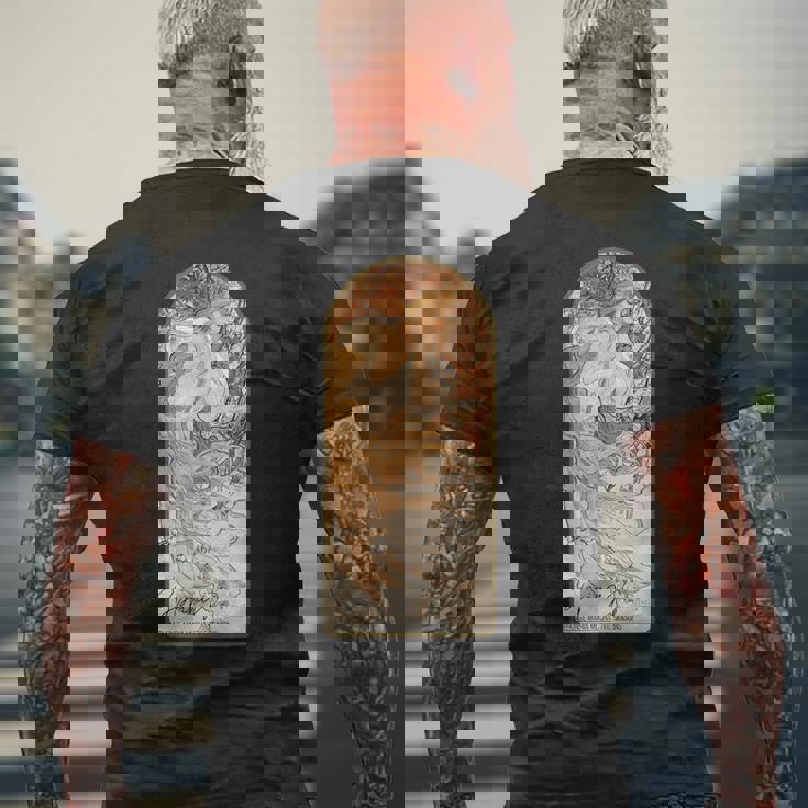 アルフォンス・マリア・ミュシャの季節 春 メンズTシャツ バックプリント 高齢者への贈り物