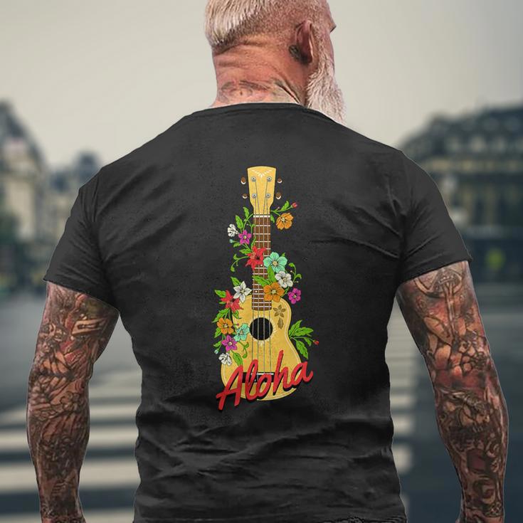 アロハ ハワイアン アイランド ウクレレ フラワー アロハ ハワイ メンズTシャツ バックプリント 高齢者への贈り物