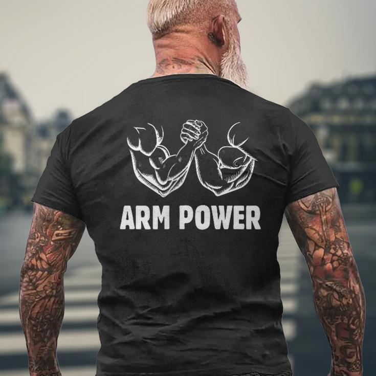 アームパワー アームレスリング ファニー アームレスリング アームレスラー メンズTシャツ バックプリント 高齢者への贈り物