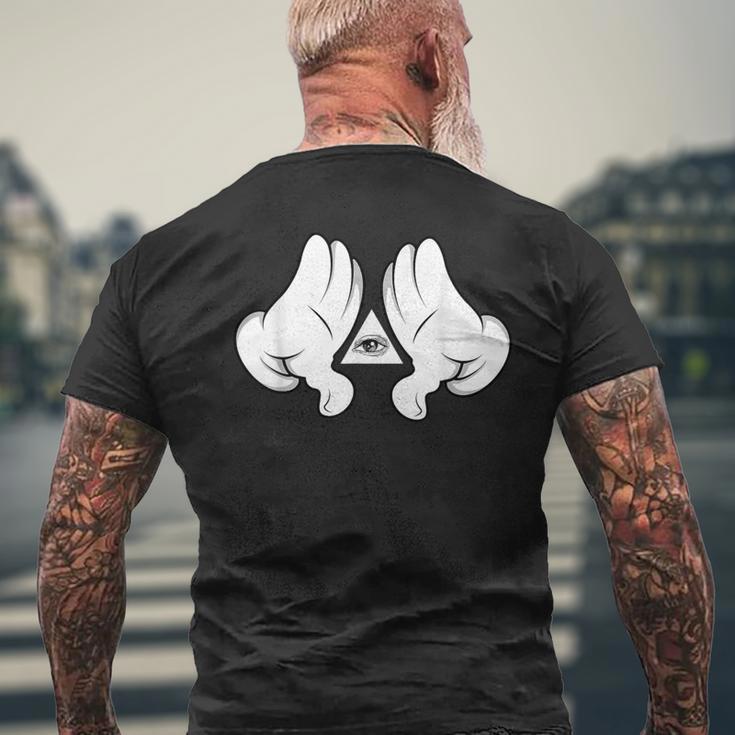 イルミナティ陰謀論 プロビデンスの目 おもしろtシャツ メンズTシャツ バックプリント 高齢者への贈り物