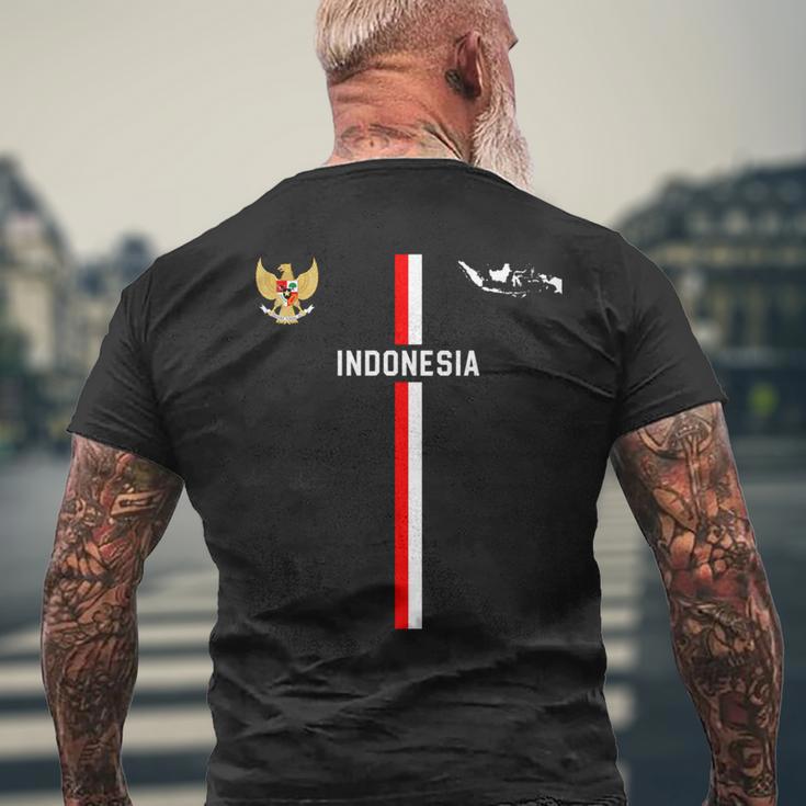 インドネシア国旗、インドネシアのシルエットマップ、国章 長袖tシャツ メンズTシャツ バックプリント 高齢者への贈り物