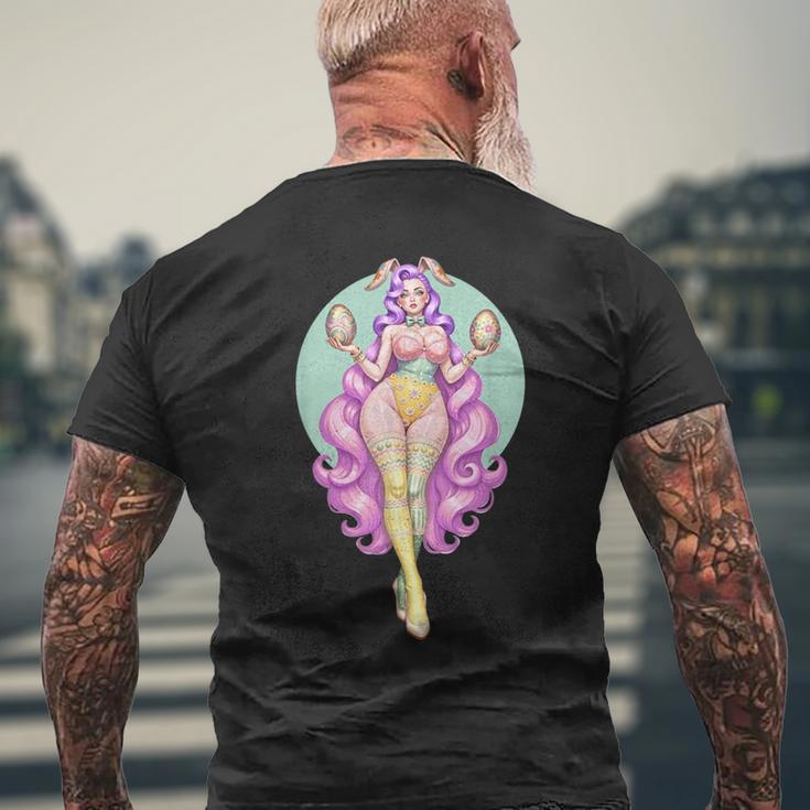 イースターエッグ ウサギ ヴィンテージ ピンナップ バニー スーツ ファンタジーガール メンズTシャツ バックプリント 高齢者への贈り物