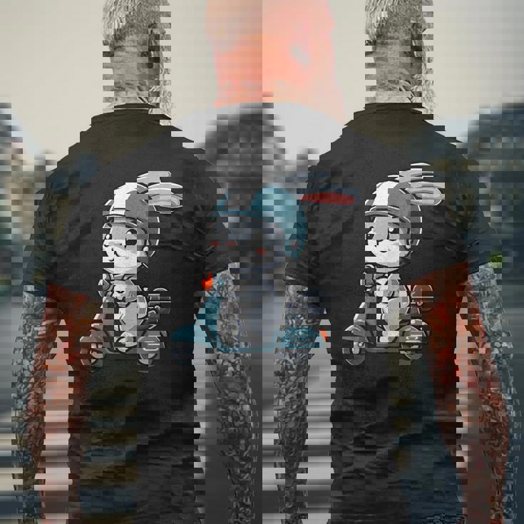 ウサギ スクーター ペット 面白い オートバイ メンズTシャツ バックプリント 高齢者への贈り物