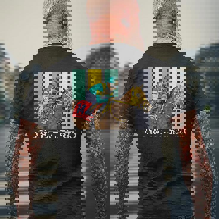 ウシュバテソロ 馬 競馬ファン デルマール サンタアニタ メンズTシャツ バックプリント 高齢者への贈り物