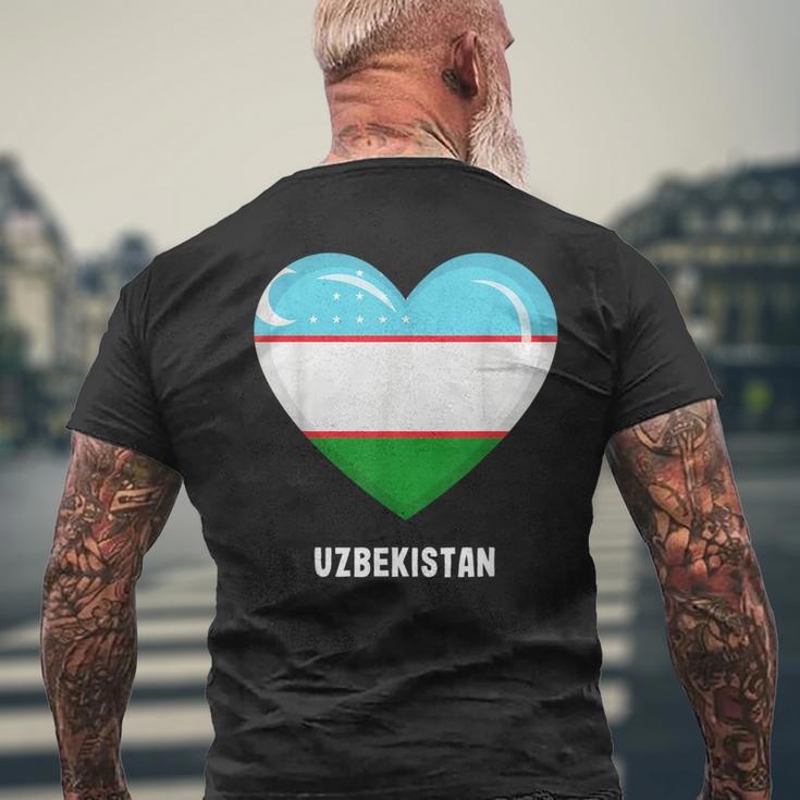 ウズベキスタン国旗シャツ メンズTシャツ バックプリント 高齢者への贈り物