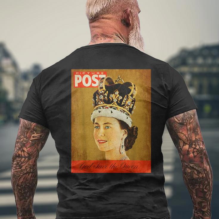 エリザベス女王 ファンビンテージポスター 英国王 メンズTシャツ バックプリント 高齢者への贈り物