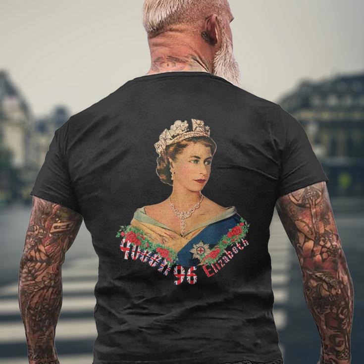 エリザベス女王2世 イギリスの王冠 マジェスティ エリザベス女王 メンズTシャツ バックプリント 高齢者への贈り物