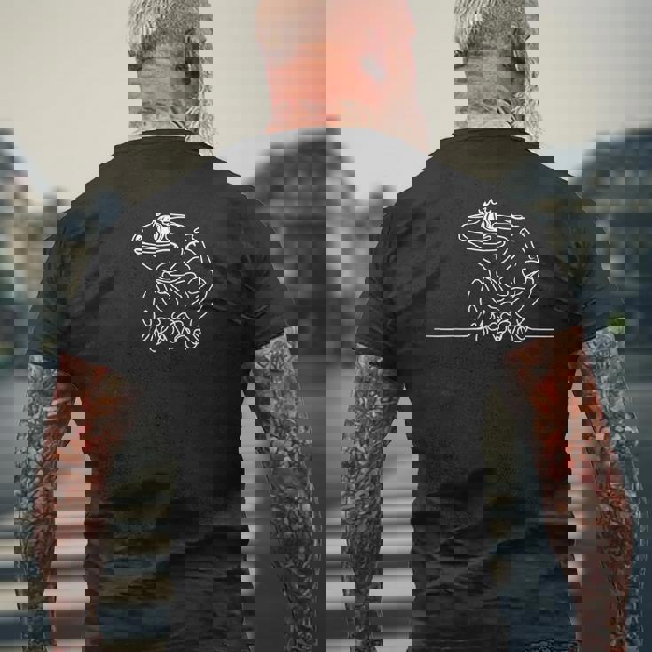 エレガントなラインアート ガーゴイル ヤモリ 爬虫類 メンズTシャツ バックプリント 高齢者への贈り物