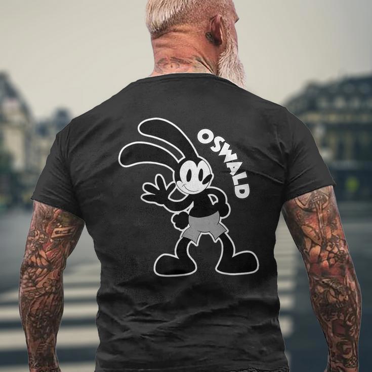 オズワルドウサギの手を振るウサギ メンズTシャツ バックプリント 高齢者への贈り物