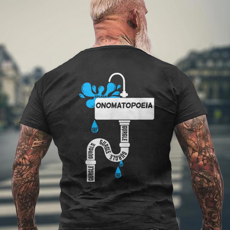 オノマトペ 創作文 英語教師 メンズTシャツ バックプリント 高齢者への贈り物