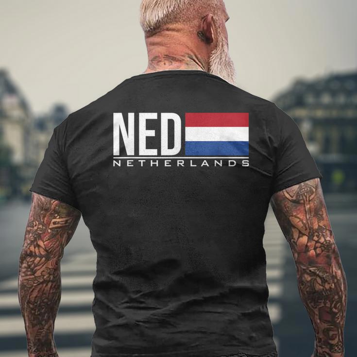 オランダの旗、オランダ、陸上競技、スポーツゲーム、ジャージ。 メンズTシャツ バックプリント 高齢者への贈り物